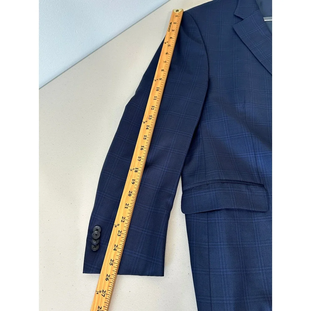 Peter Millar Sport Coat 46R Blue Plaid Pure Virgin Wool 2-Button Blazer Canada